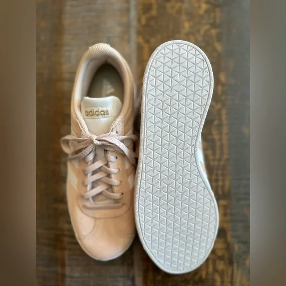 Adidas Women's VL Court 2.0 Suede Size 8 Pink/White Sneaker - Picture 6 of 9